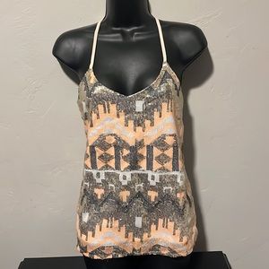 DayTrip Flowy Aztec Sequin Top